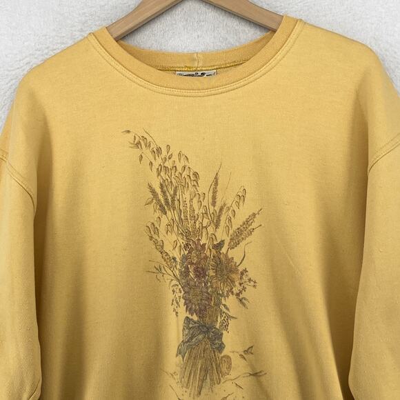 NORTHERN REFLECTIONS Sweatshirt Womens M Fall Floral Sunflower Fleece Yellow VTG - Picture 3 of 14